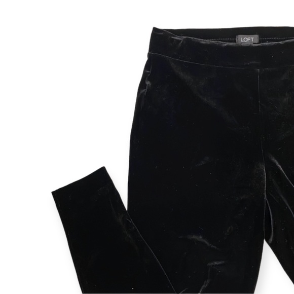 Loft Black Velvet Leggings Pants Size M Stretch - Picture 12 of 15